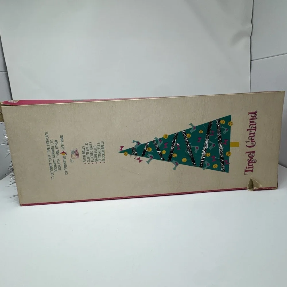 Vintage 1960 SILVER Sparkle Christmas Tree Garland Tinsel Decor 18 Lidco Box NEW